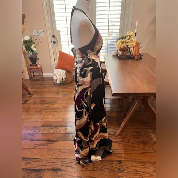 Trina Turk Silk Halter Maxi Dress 8 Multicolor Abstract Print Nordstrom NWT - Picture 8 of 14